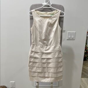 Review Cream Tiered Midi Dress